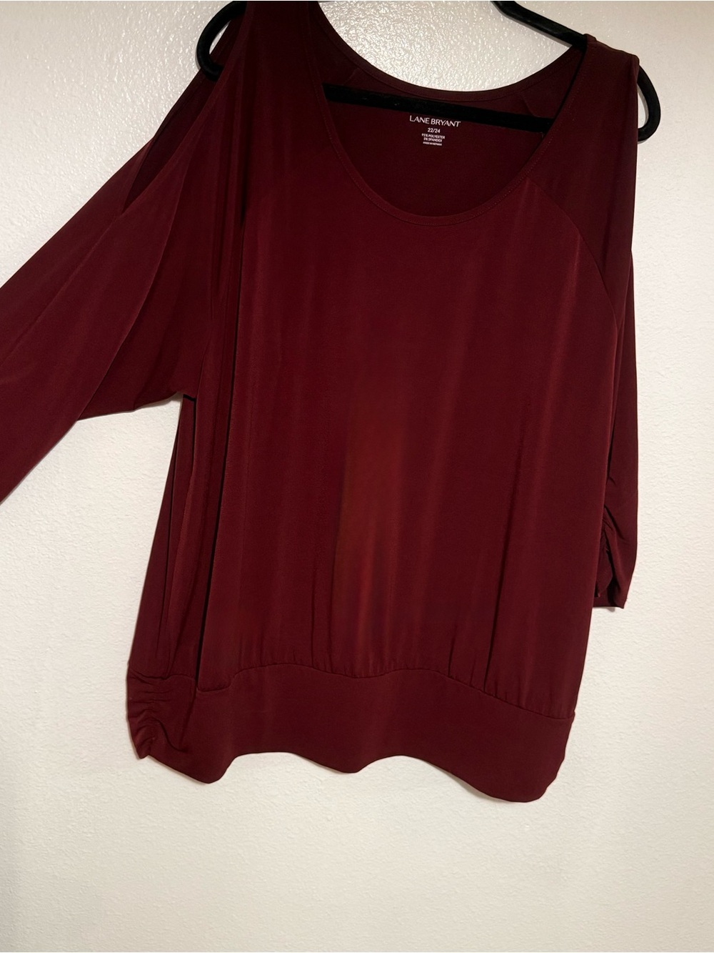 Lane Bryant Cold-Shoulder Cutout Knit Top Burgundy Size 22/24